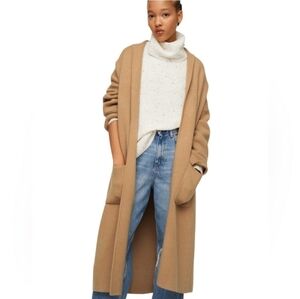 Mango Tan / Carmel Knit Cardigan Open Front With Pockets